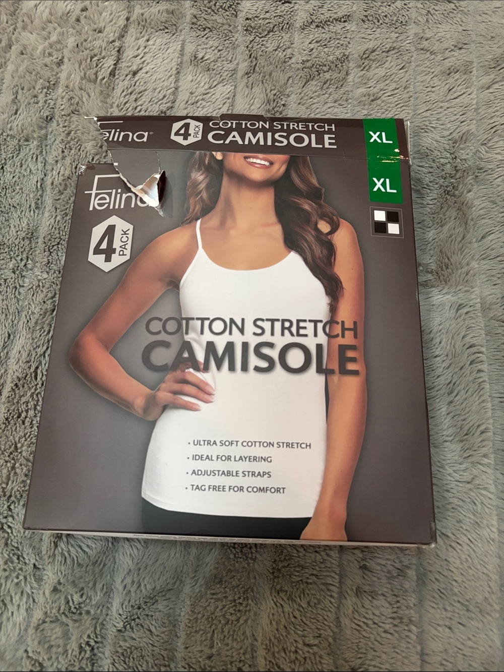 Felina White Cotton Stretch Camisole Pack - XL
